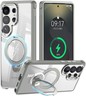 TUpholyee 360° Rotatable Stand Case For Samsung Galaxy S25 Ultra, Clear and Gray