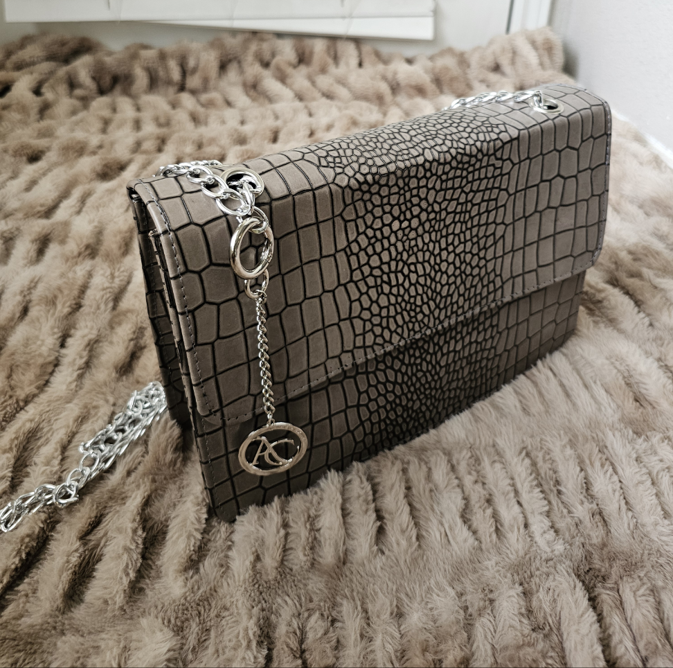 Ashake- Midi  Leather Bag (grey bag)