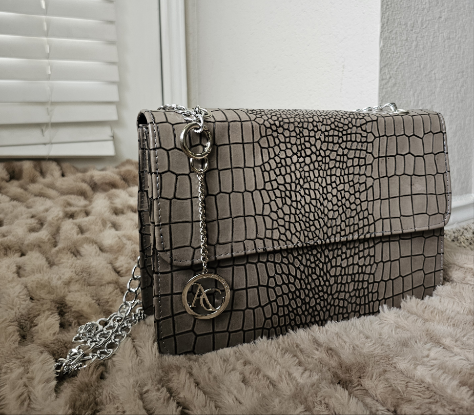 Ashake- Midi  Leather Bag (grey bag)